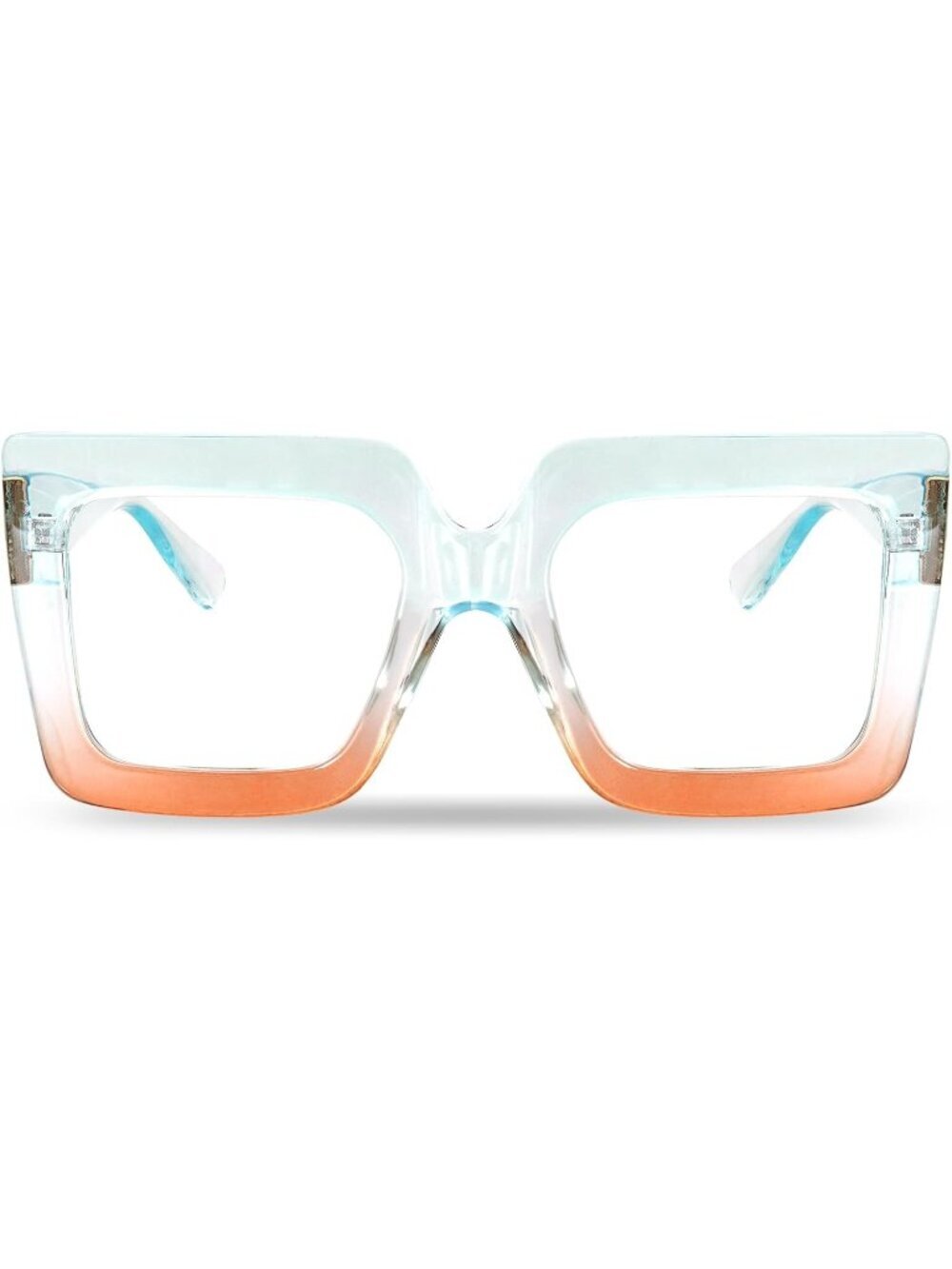 Women's Green Oversized Square Big Frame Computer Eyewear Thick Fashion Glasses